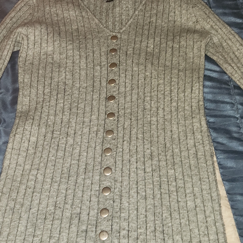 Forever 21 Gray Ribbed Button-Up Cardigan